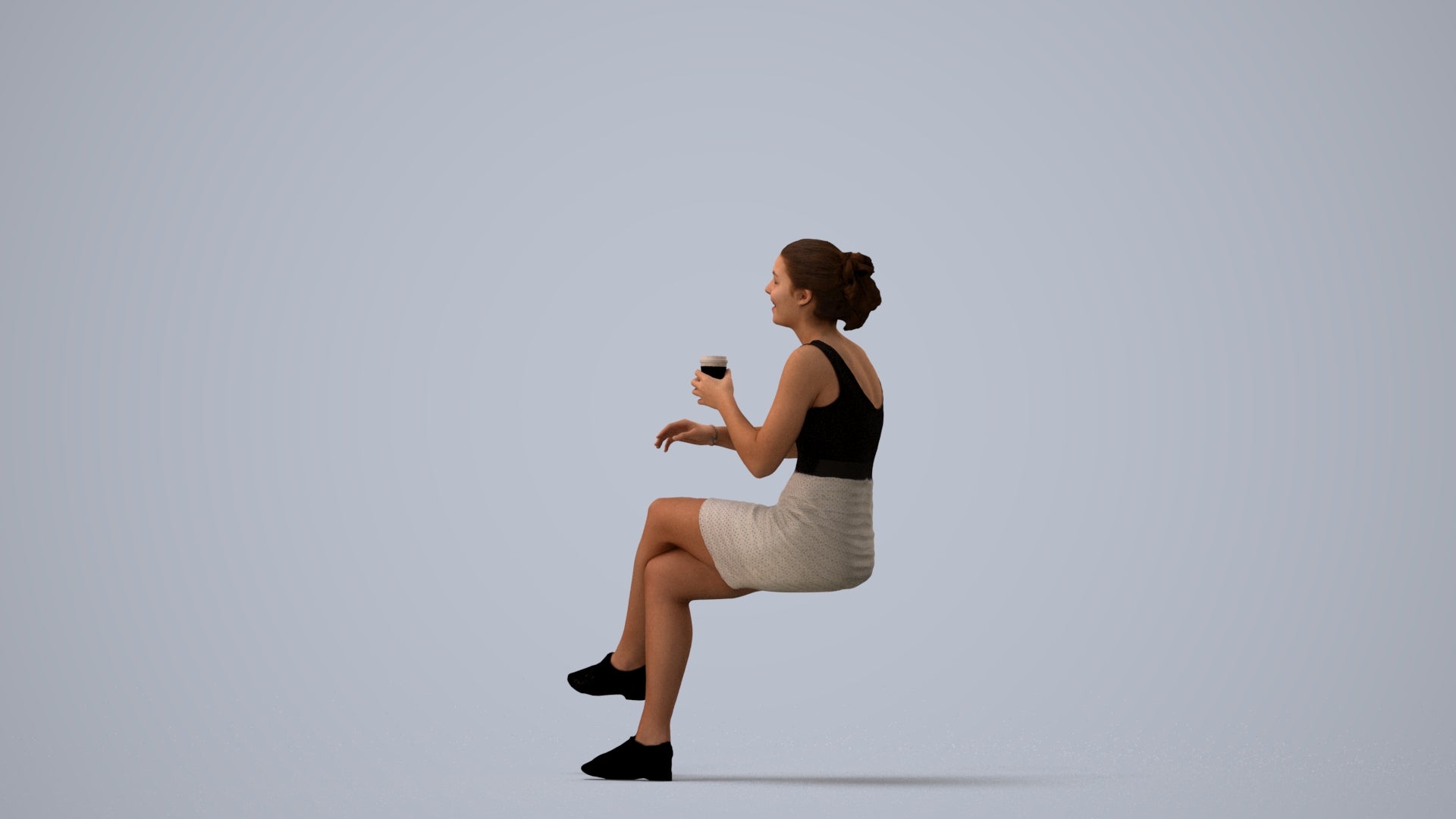 3D people model girl casual kids, scanned human for 3ds Max rendering, three-quarter view render