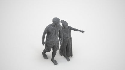 realistic 3D people man kids, render-ready for V-Ray and Corona, FBX OBJ, wireframe three-quarter view