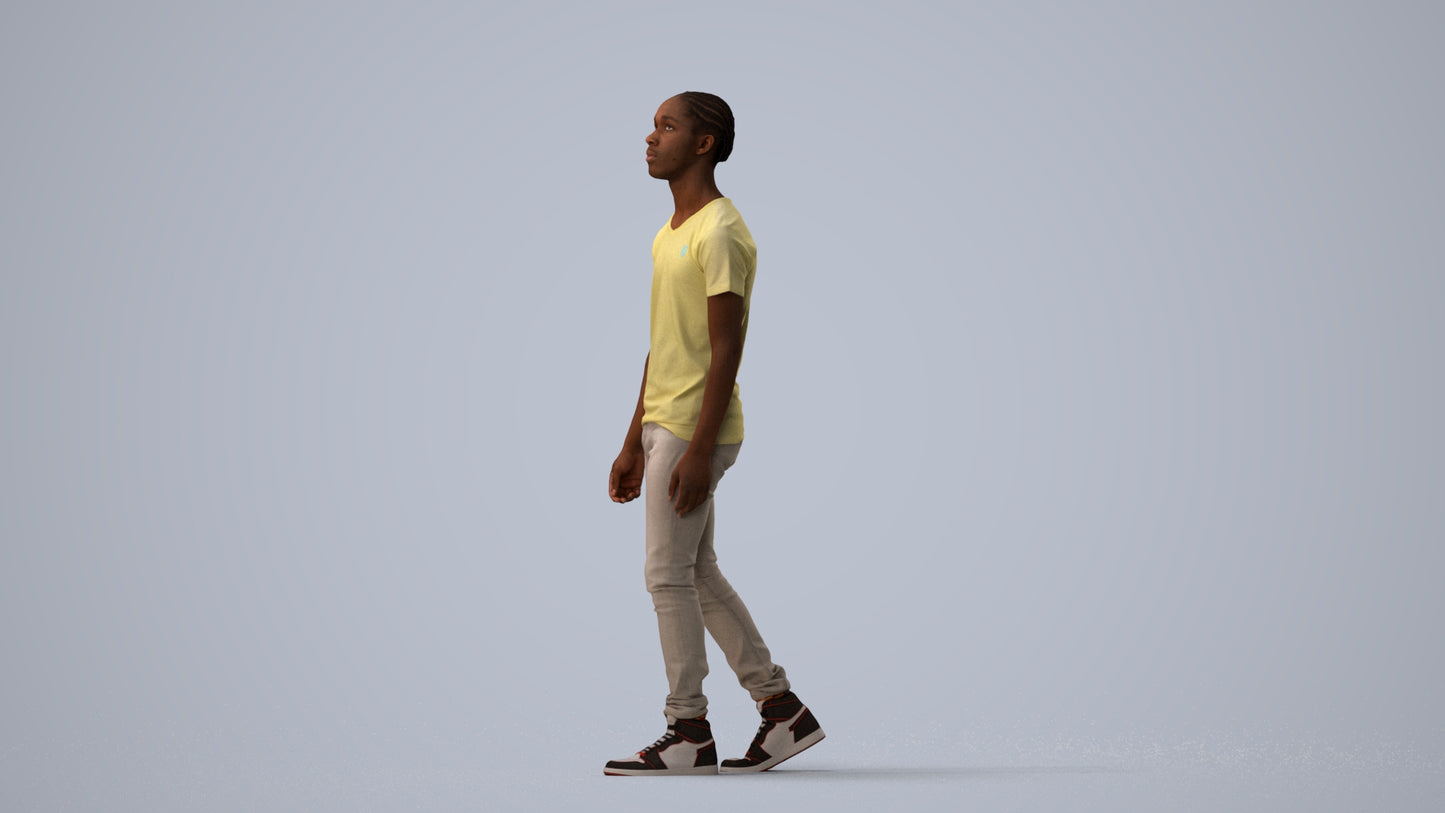 realistic 3D people boy casual kids, render-ready for V-Ray and Corona, FBX OBJ, three-quarter view render
