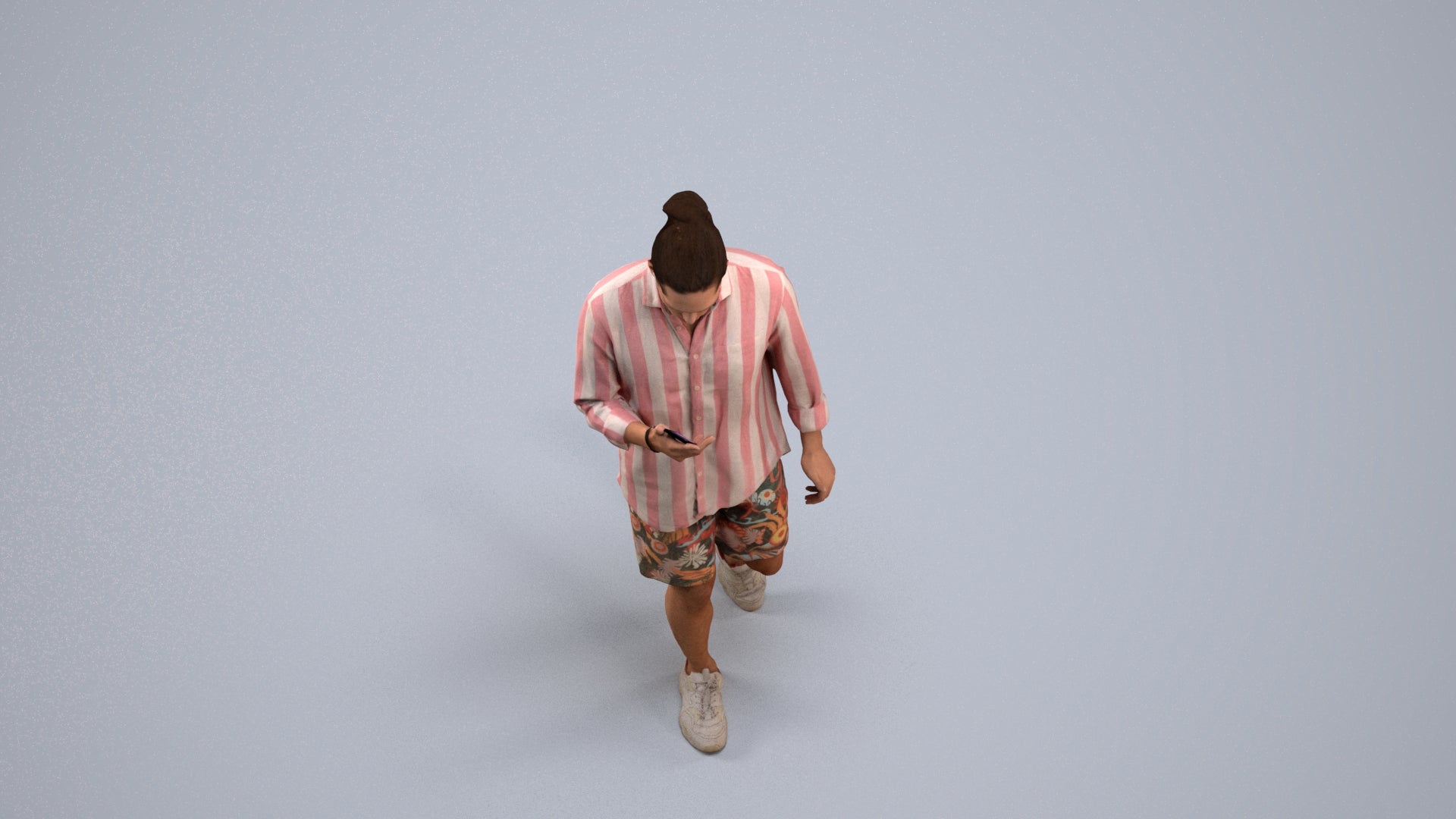 realistic 3D people man casual walking, render-ready for V-Ray and Corona, FBX OBJ, back view render