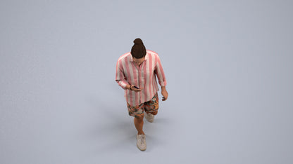 realistic 3D people man casual walking, render-ready for V-Ray and Corona, FBX OBJ, back view render