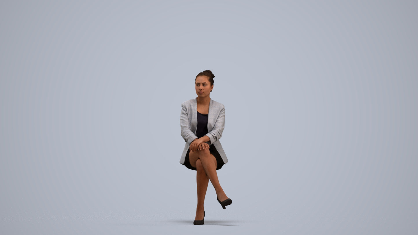 3D scanned woman business, photorealistic archviz people for Enscape and SketchUp, standing pose render