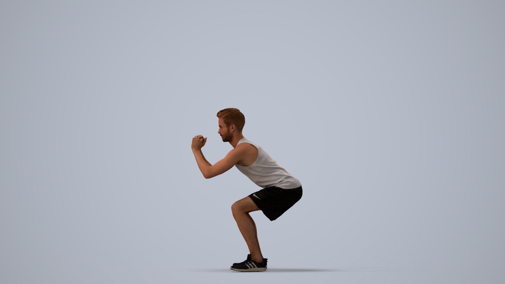 photogrammetry 3D man sport, realistic human model archviz FBX, three-quarter view render