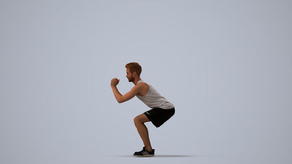 photogrammetry 3D man sport, realistic human model archviz FBX, three-quarter view render