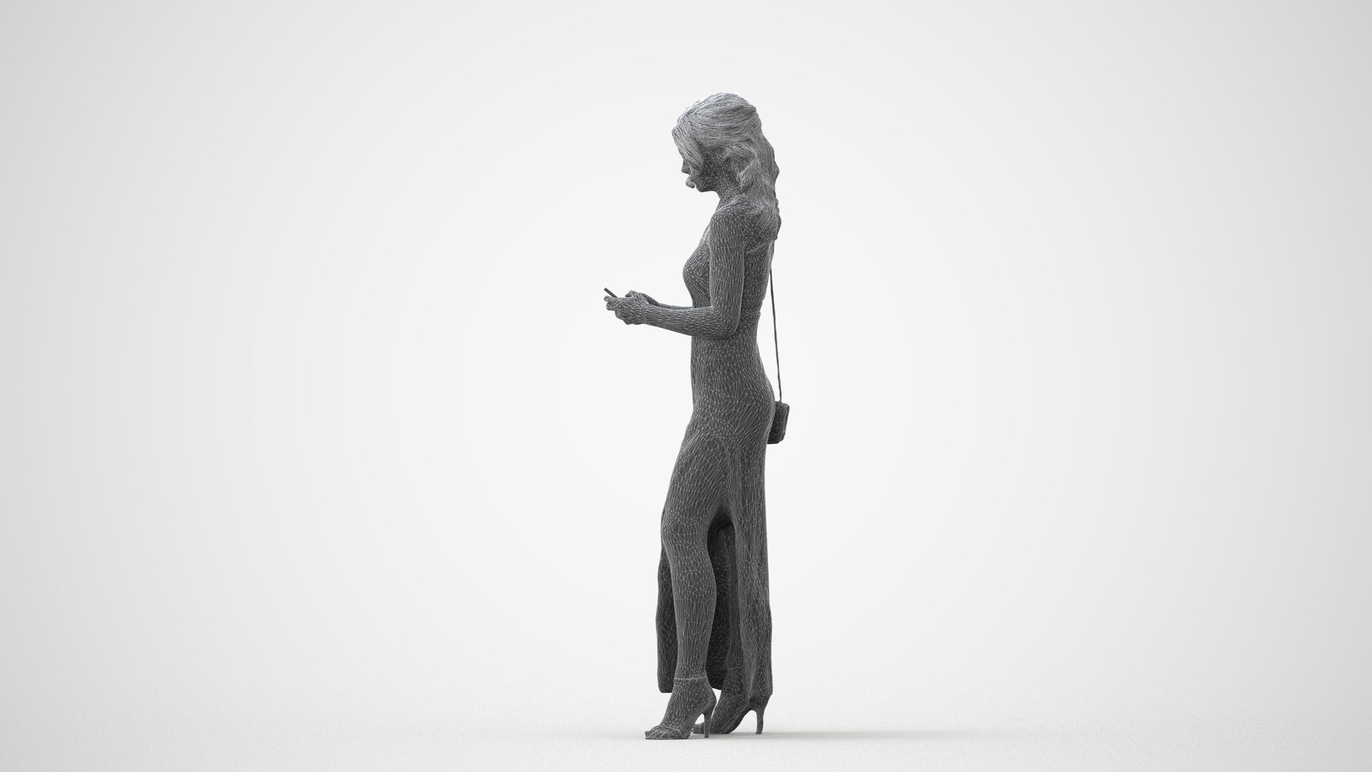photogrammetry 3D woman formal standing, realistic human model archviz FBX, square thumbnail