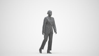 3D scanned woman standing business, photorealistic archviz people for Enscape and SketchUp, three-quarter front view render