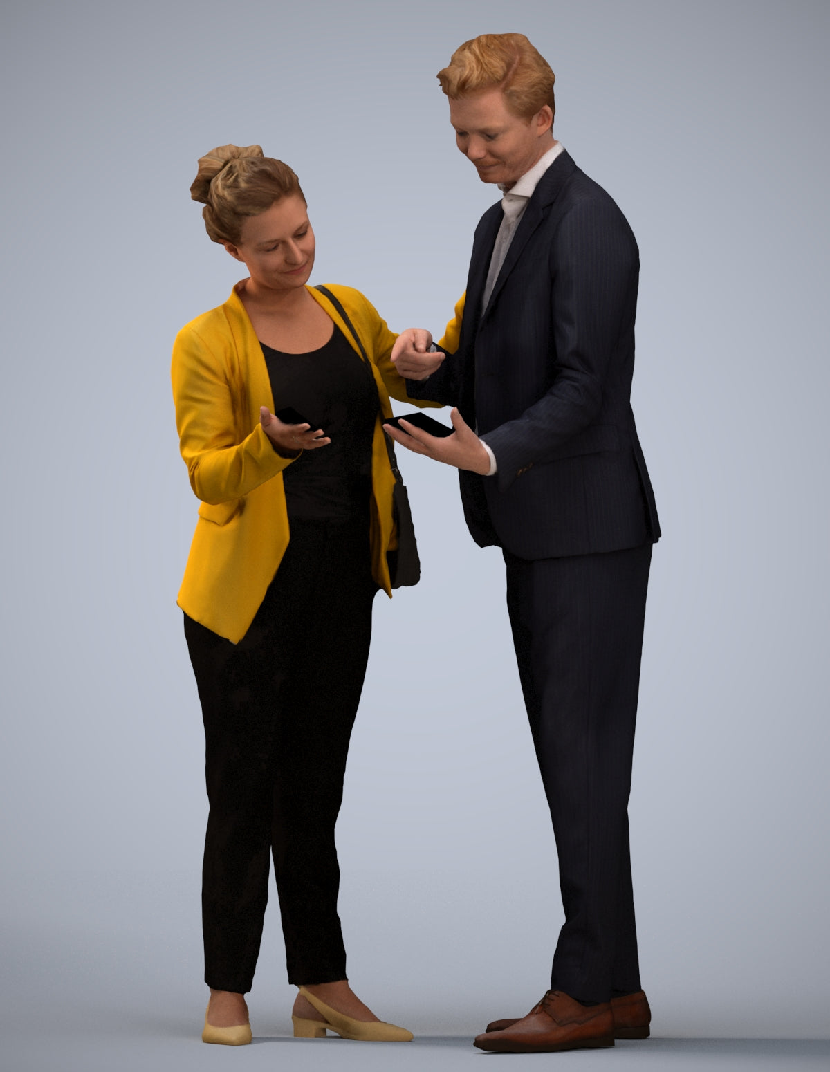 3D human model woman business, photogrammetry scanned person for archviz