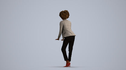 realistic 3D human woman business standing, archviz people FBX OBJ for Blender, front view render