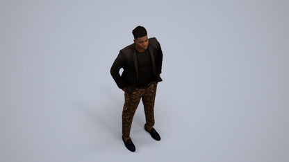3D human model man casual formalaffairs, photogrammetry scanned person for archviz, back view render