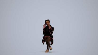 realistic 3D human woman casual sitting, archviz people FBX OBJ for Blender, standing pose render