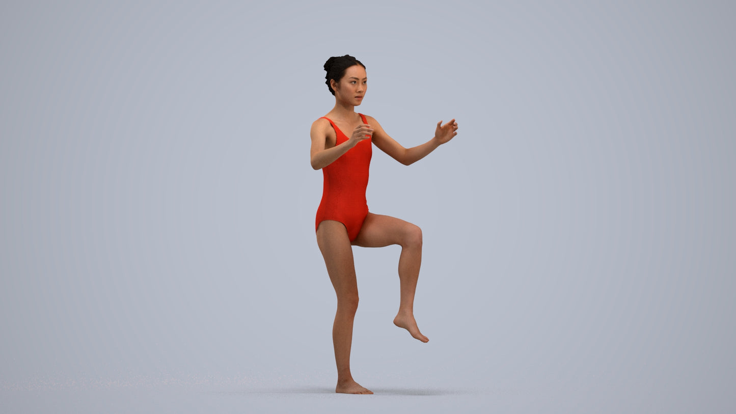 photogrammetry 3D woman pool, realistic human model archviz FBX, standing pose render