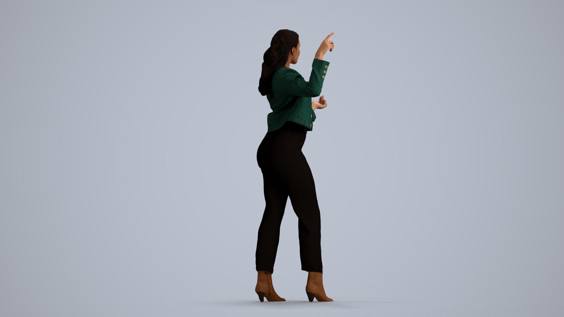 photogrammetry 3D woman business standing, realistic human model archviz FBX, front view render