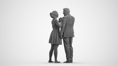 photogrammetry 3D woman formal couple, realistic human model archviz FBX, wireframe front view