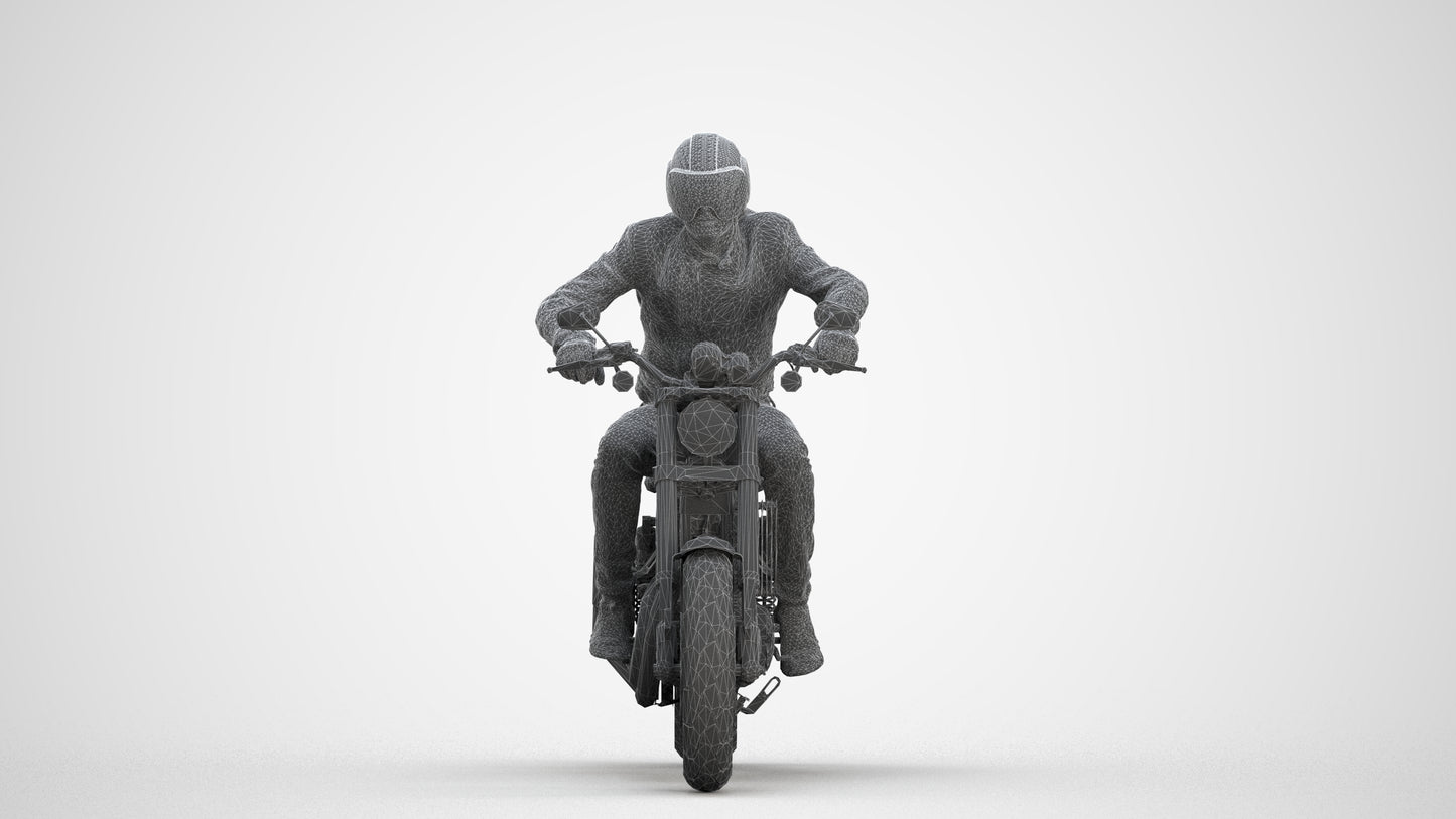 3D people model man casual cycling, scanned human for 3ds Max rendering, three-quarter front view render