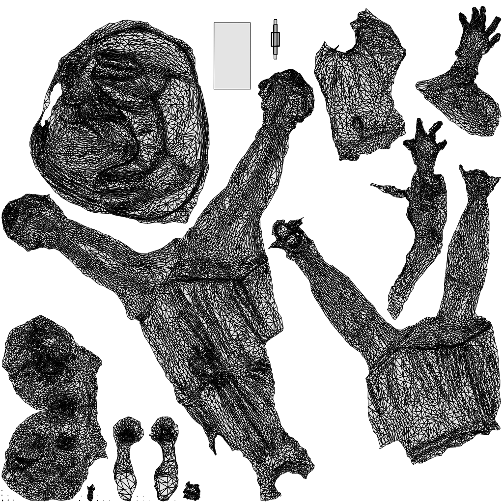3D people model woman casual walking, scanned human for 3ds Max rendering, wireframe top-down view