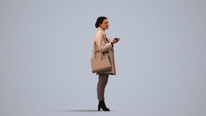 photogrammetry 3D woman business standing, realistic human model archviz FBX, side view render