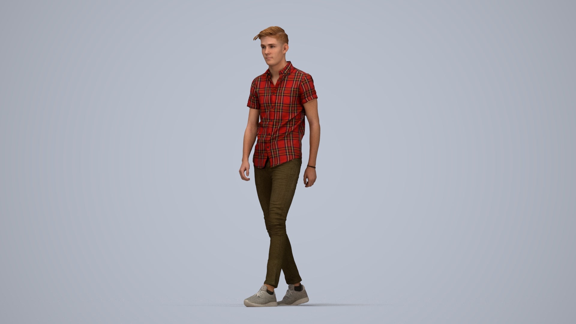 realistic 3D man casual walking, scanned archviz people for Blender and 3ds Max, top-down view render