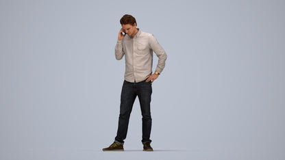 scanned 3D man casual standing, photogrammetry people for Enscape and V-Ray, top-down view render