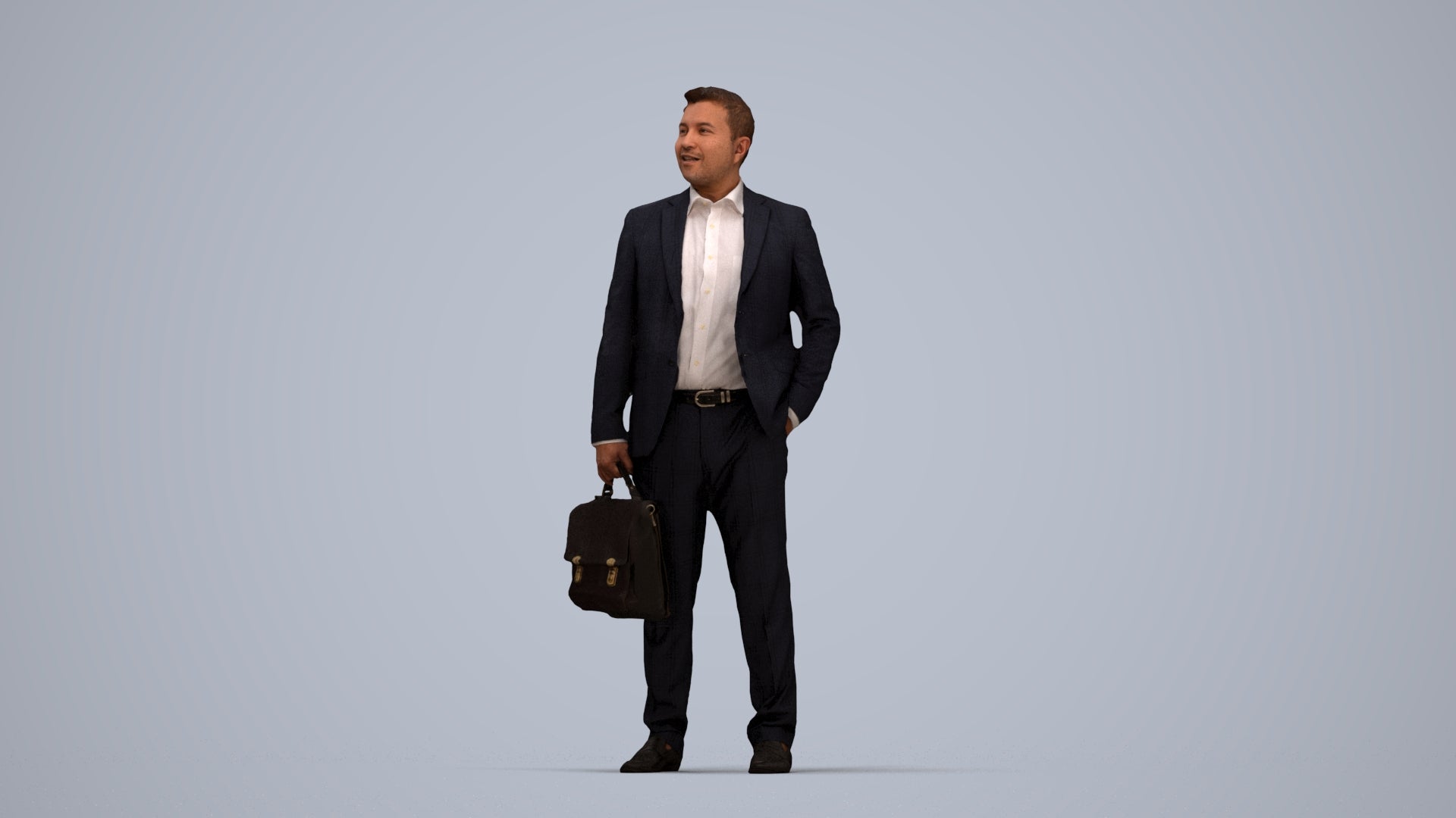 realistic 3D man business, scanned archviz people for Blender and 3ds Max, top-down view render