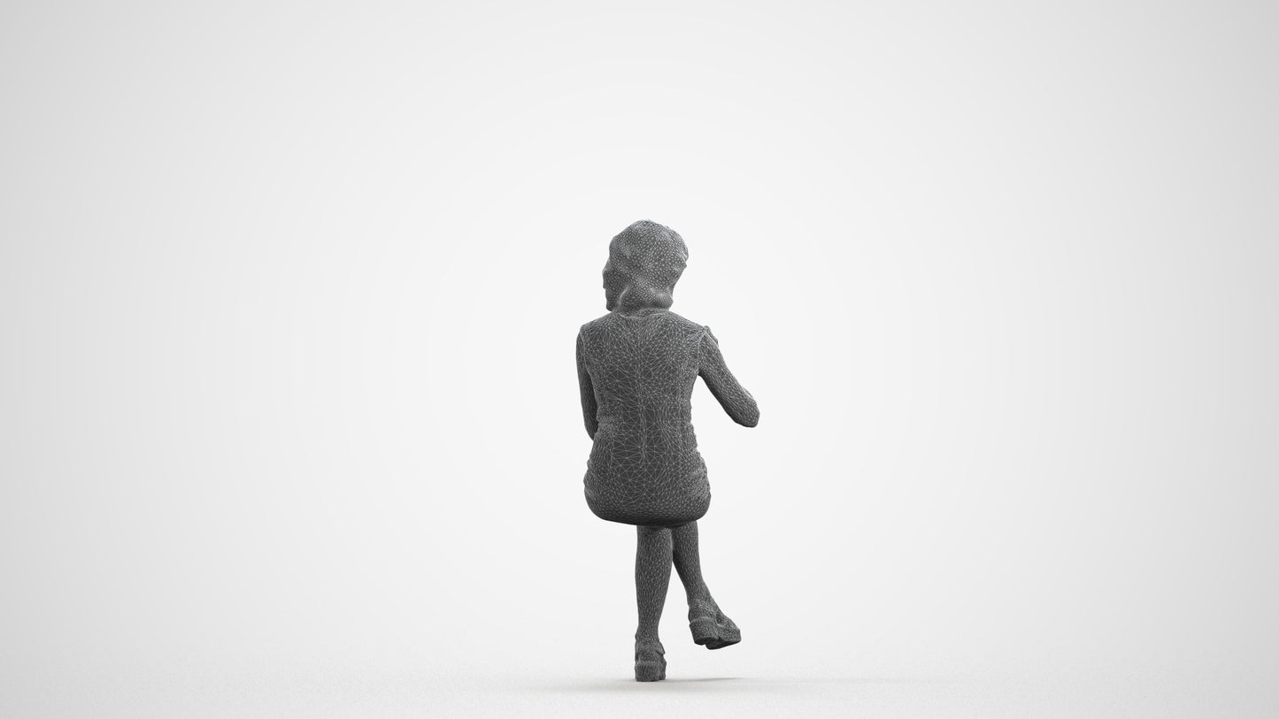 photogrammetry 3D woman business sitting, realistic human model archviz FBX, wireframe front view