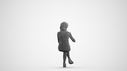 photogrammetry 3D woman business sitting, realistic human model archviz FBX, wireframe front view