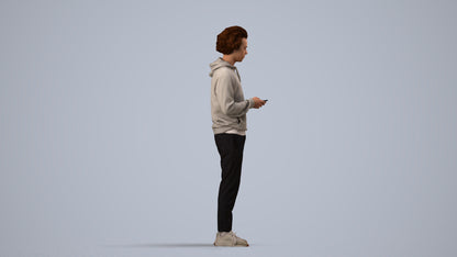 3D people model man casual standing, scanned human for 3ds Max rendering, side view render