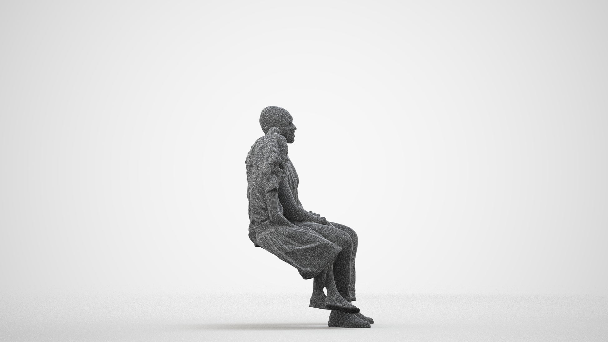 3D scanned girl kids casual, photorealistic archviz people for Enscape and SketchUp, wireframe side view