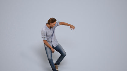 3D human model man casual sitting, photogrammetry scanned person for archviz, back view render