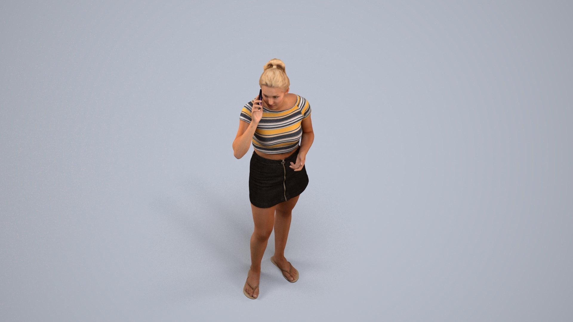 realistic 3D woman casual standing, scanned archviz people for Blender and 3ds Max, back view render