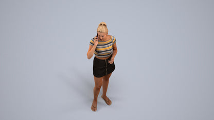 realistic 3D woman casual standing, scanned archviz people for Blender and 3ds Max, back view render