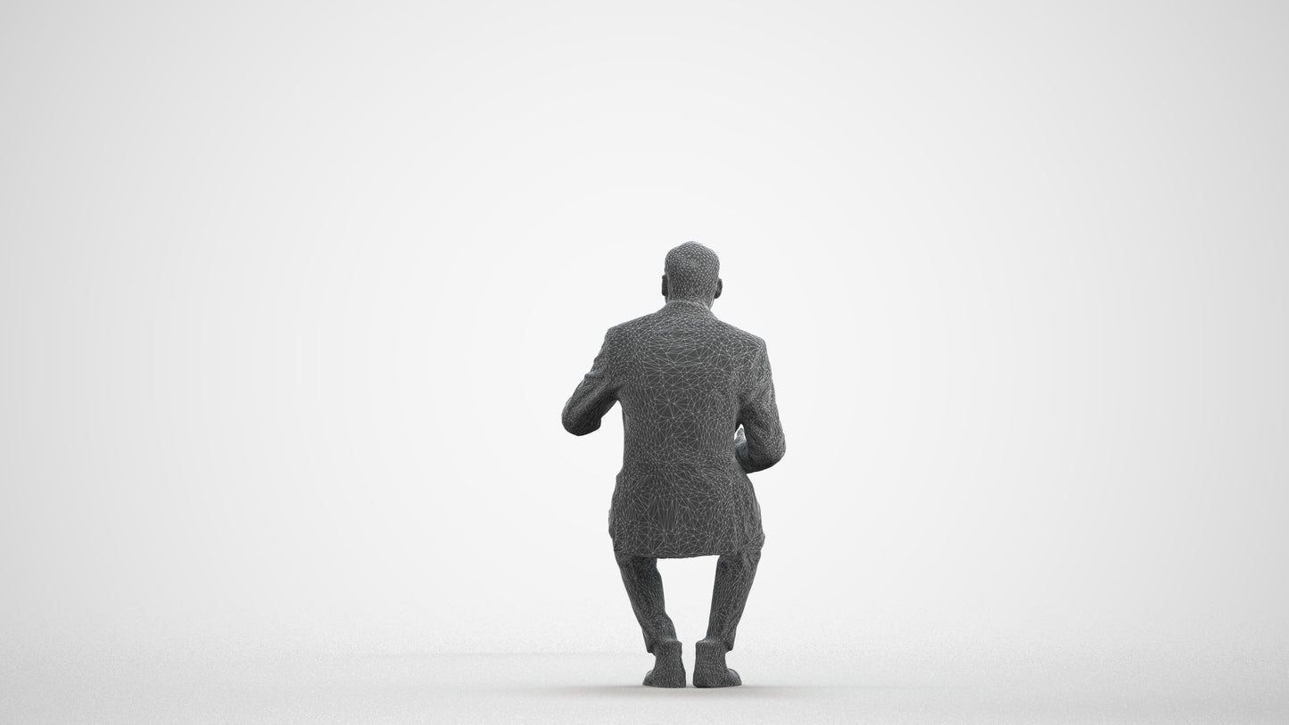 realistic 3D people man business, render-ready for V-Ray and Corona, FBX OBJ, wireframe front view