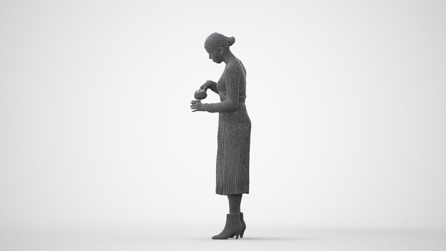 realistic 3D woman casual standing, scanned archviz people for Blender and 3ds Max, square thumbnail