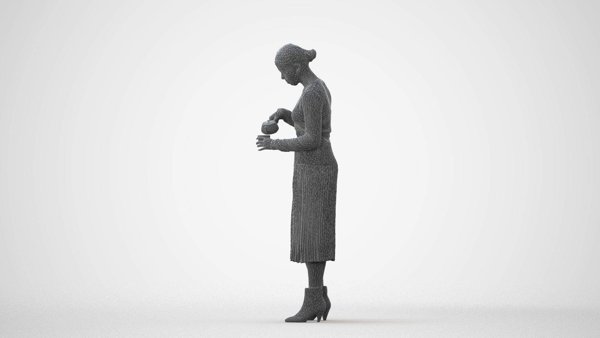 realistic 3D woman casual standing, scanned archviz people for Blender and 3ds Max, square thumbnail