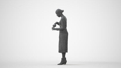 realistic 3D woman casual standing, scanned archviz people for Blender and 3ds Max, square thumbnail