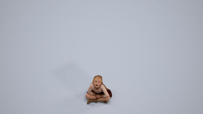 3D people model girl casual kids, scanned human for 3ds Max rendering, back view render