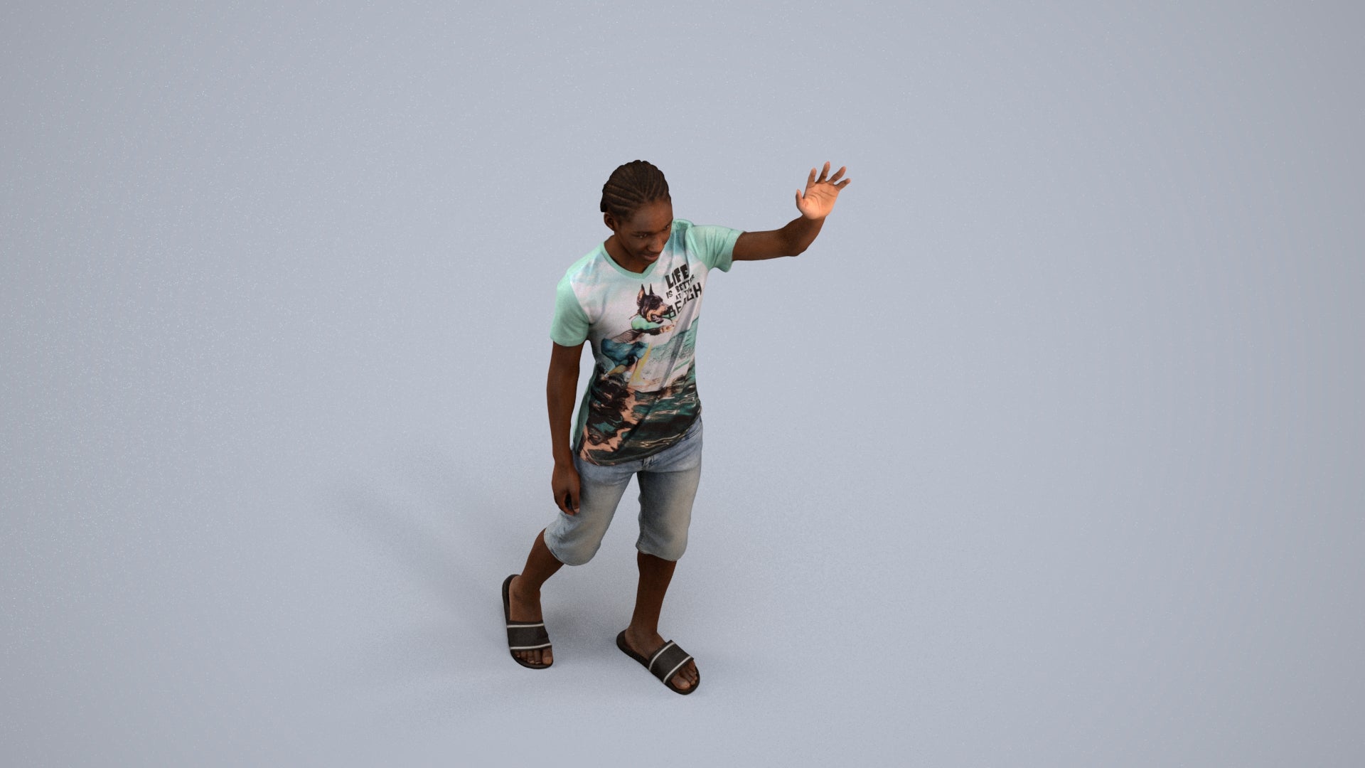 realistic 3D human boy casual kids, archviz people FBX OBJ for Blender, back view render