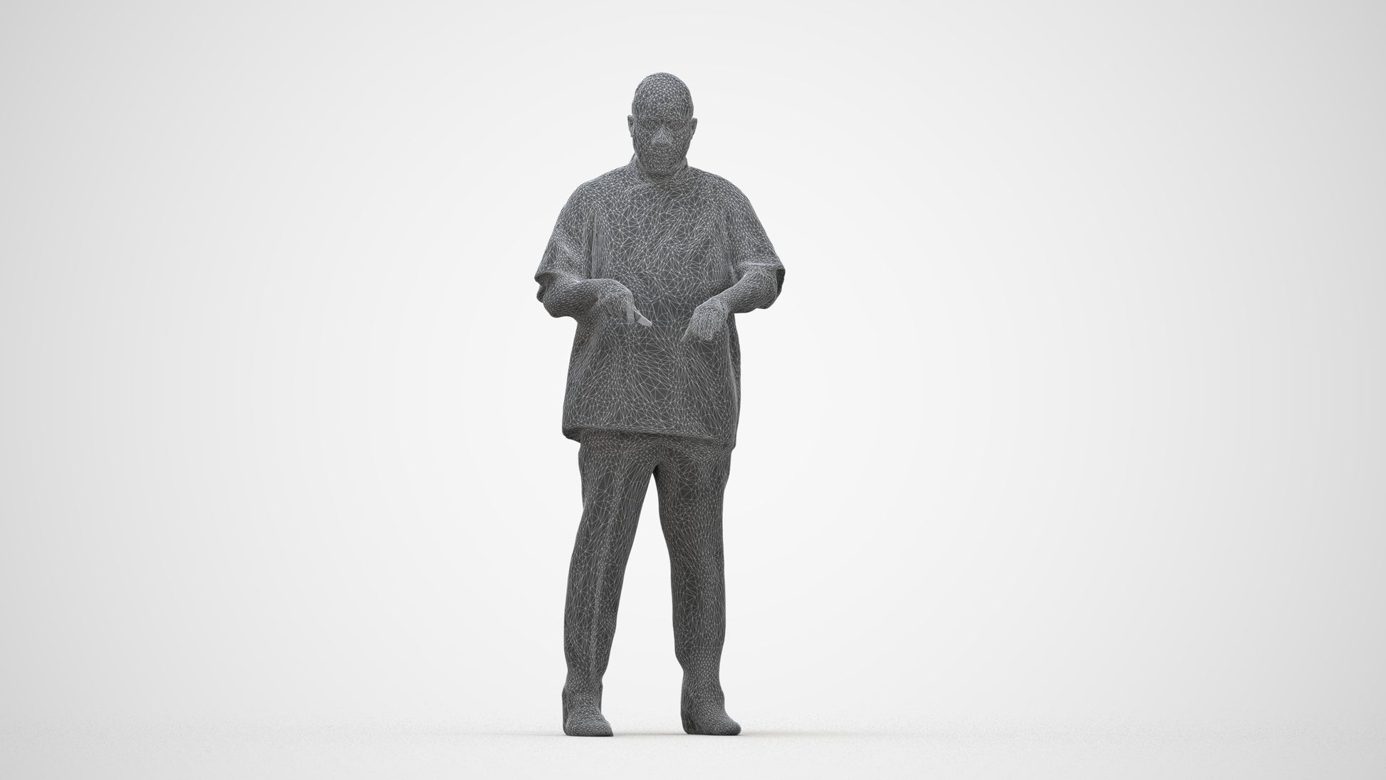 3D scanned man hospitality, photorealistic archviz people for Enscape and SketchUp, wireframe back view