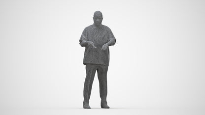 3D scanned man hospitality, photorealistic archviz people for Enscape and SketchUp, wireframe back view