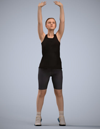 realistic 3D human girl sport, archviz people FBX OBJ for Blender