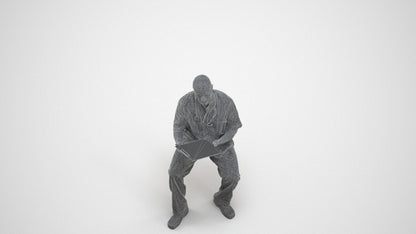 photogrammetry 3D man medical, realistic human model archviz FBX, wireframe three-quarter view