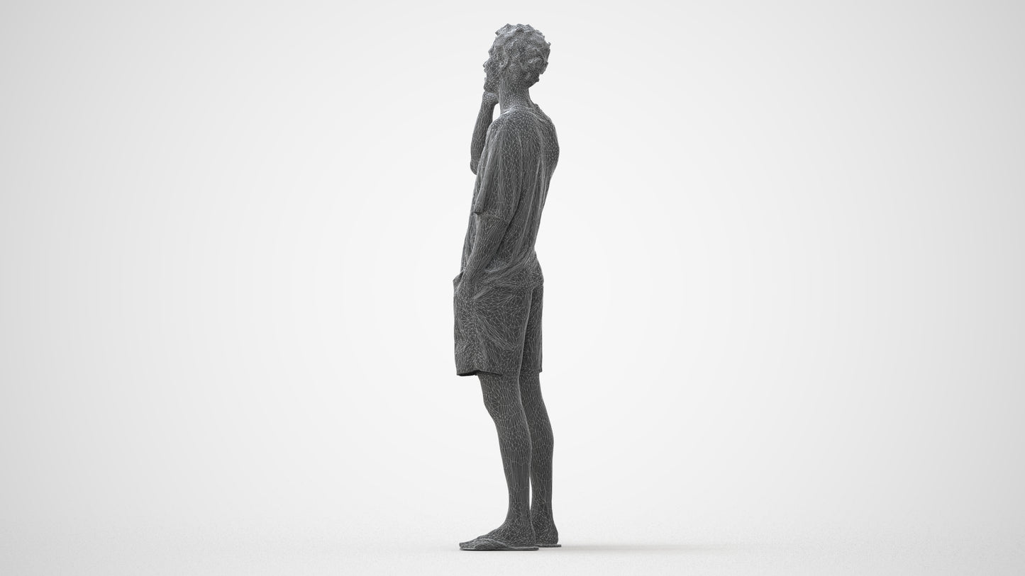 3D human model man casual standing, photogrammetry scanned person for archviz, square thumbnail
