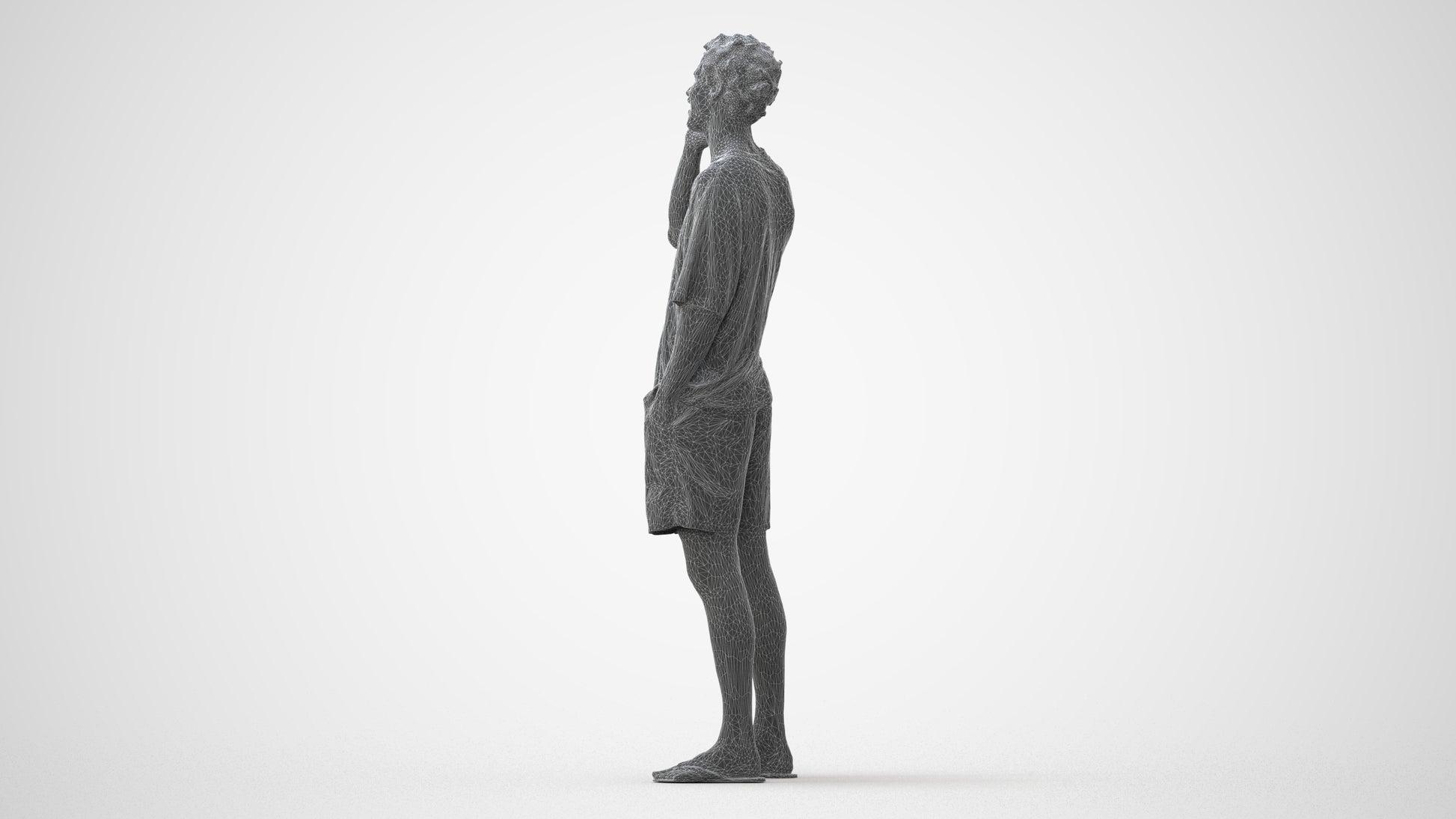 3D human model man casual standing, photogrammetry scanned person for archviz, square thumbnail
