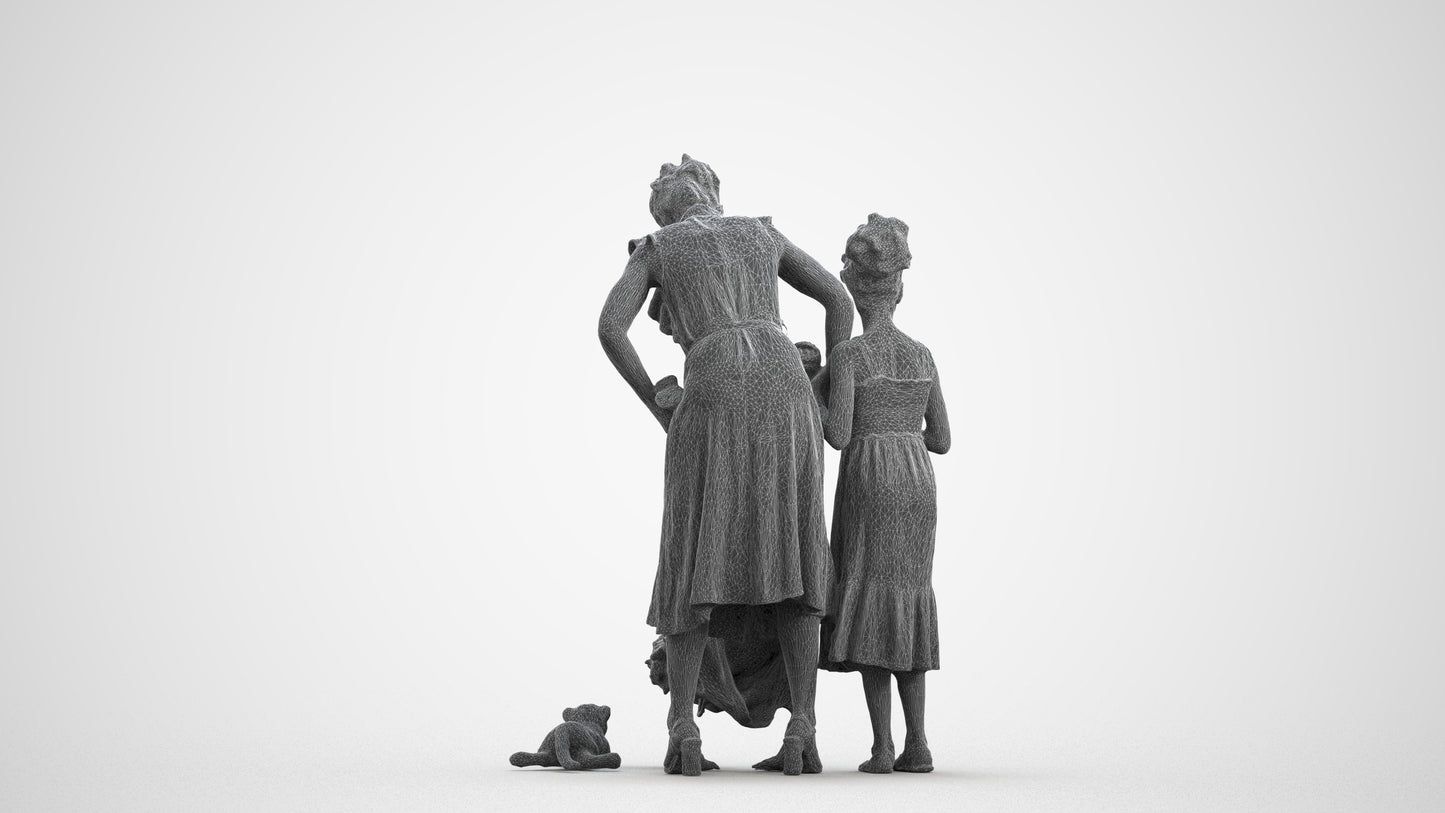 3D human model girl casual kids, photogrammetry scanned person for archviz, wireframe front view