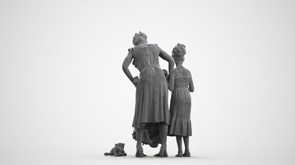3D human model girl casual kids, photogrammetry scanned person for archviz, wireframe front view