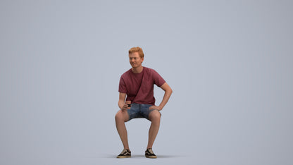 realistic 3D man casual sitting, scanned archviz people for Blender and 3ds Max, standing pose render