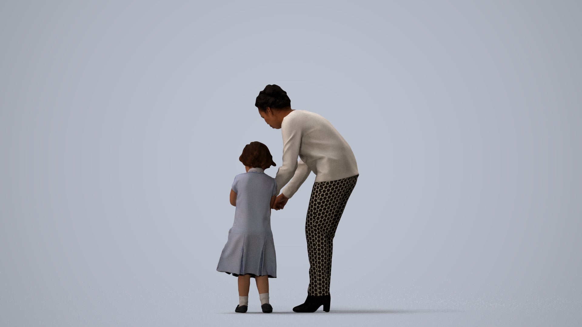 3D people model girl kids, scanned human for 3ds Max rendering, three-quarter view render