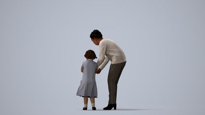 3D people model girl kids, scanned human for 3ds Max rendering, three-quarter view render