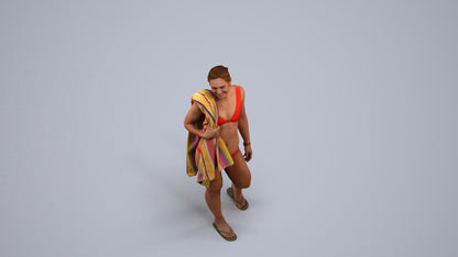 realistic 3D woman pool, scanned archviz people for Blender and 3ds Max, back view render