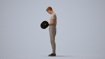 3D human model man sport, photogrammetry scanned person for archviz, three-quarter view render