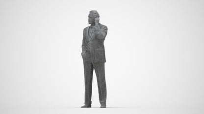 photogrammetry 3D man business standing, realistic human model archviz FBX, wireframe back view